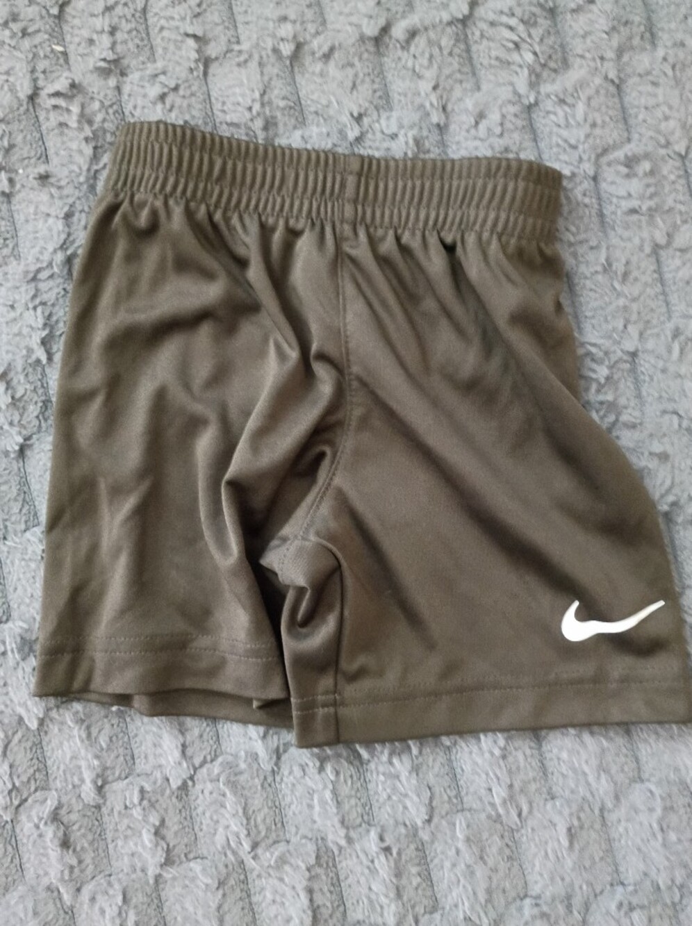 Nike Toddler Olive Athletic Shorts with White Swoosh